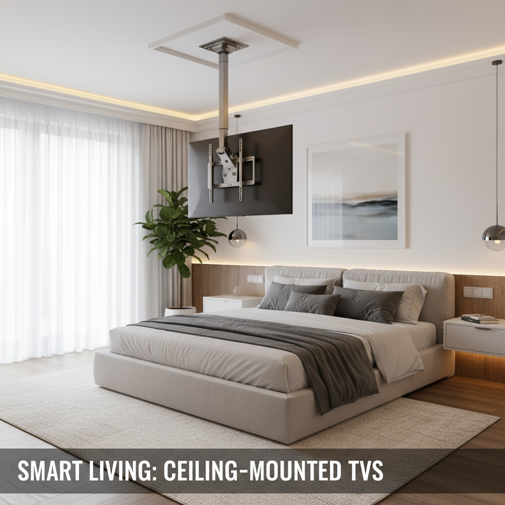 Ceiling TV Mounting Guide: Drop Ceilings, Angled Ceilings & Bedroom Installations